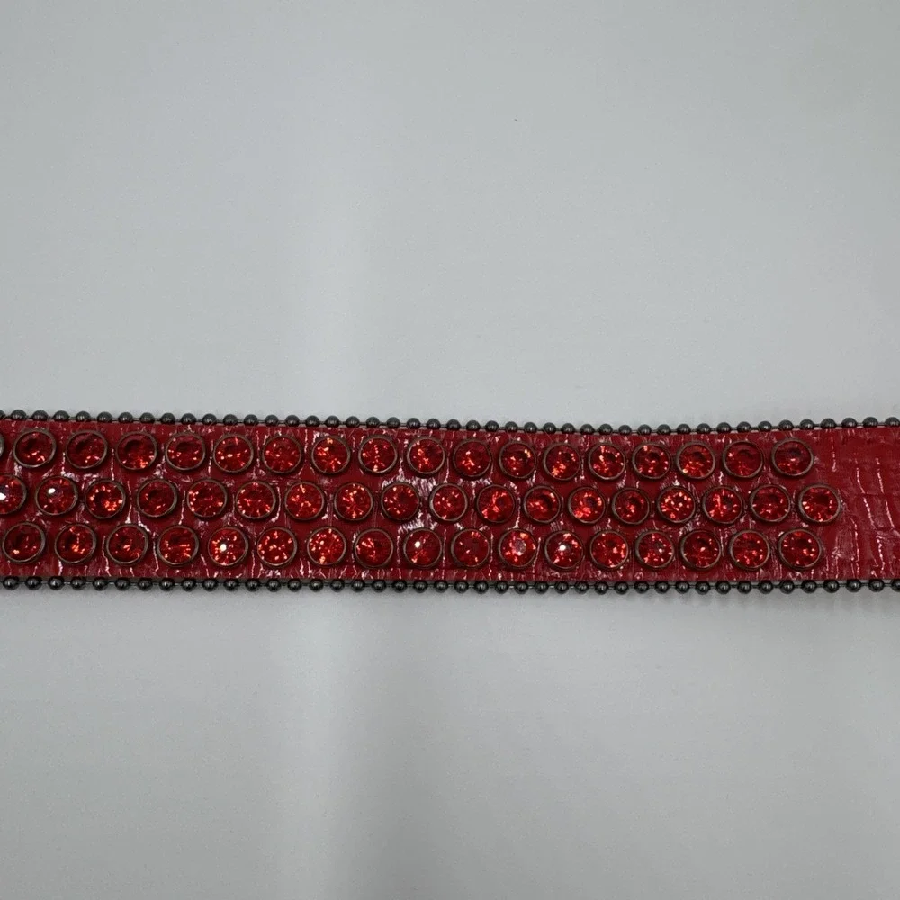 DNA Belt - Alligator Skin Black with Red Stone Great Condition